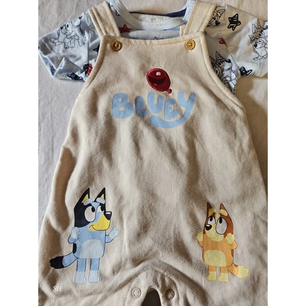 Bluey Baby 2 Piece Outfit Set 3-6‎ Months Romper Shirt Balloon Bingo Bluey